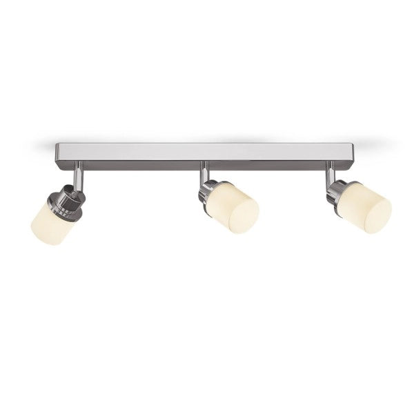 Lampadario faretti LINN III plafoniera/applique  vetro opalino/cromo 230V G9 LED 3x3W IP44