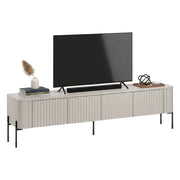 Mobile porta TV Brembana, Madia da salotto con quattro ante battenti, Rialzato da terra, 190x40 h50 cm, Beige