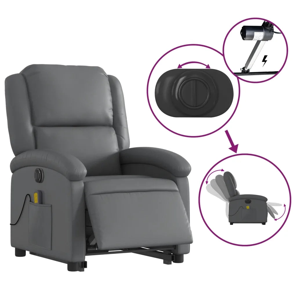 Poltrona Alzapersona Elettrica Reclinabile Grigio in Similpelle 3204250