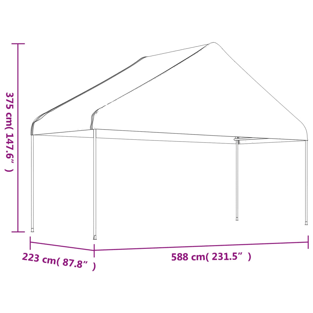 Gazebo con Tetto Bianco 5,88x2,23x3,75 m in Polietilene 362639