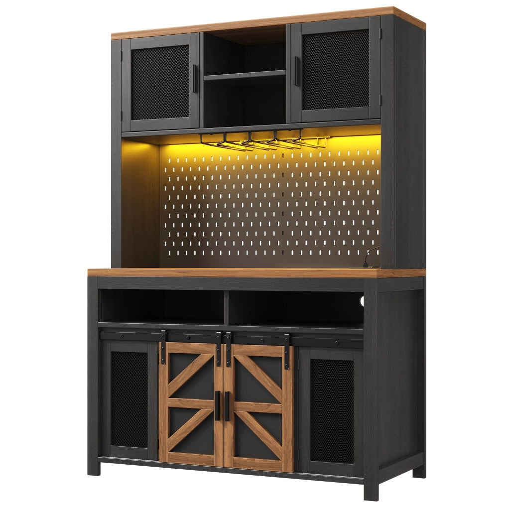 Mobile Multiuso con LED e USB ¨C MINIMAL ¨C Nero, Grande Stoccaggio
