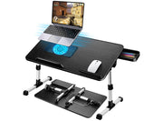 Tavolino per PC Regolabile in Altezza Pieghevole con Ventola PC Cassettiera Tavolo per Letto Divano Pavimento 53x30cm