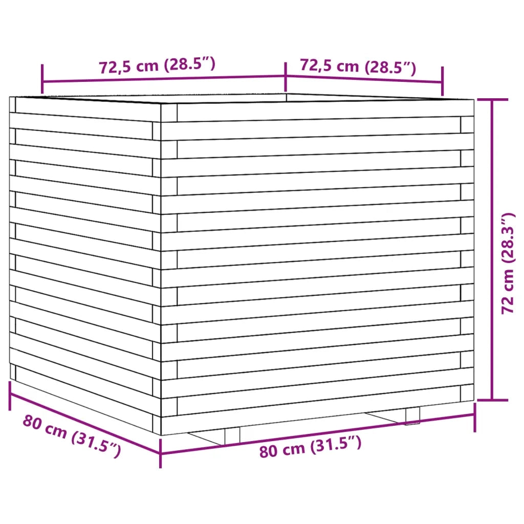 Fioriera Giardino Marrone Cera 80x80x72 cm Legno Massello Pino 3282626