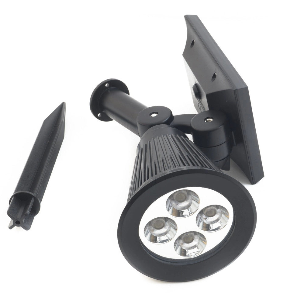 Trade Shop - Faretto A Led Luce Bianca Con Pannello A Energia Solare Picchetto Giardino Ip65 -