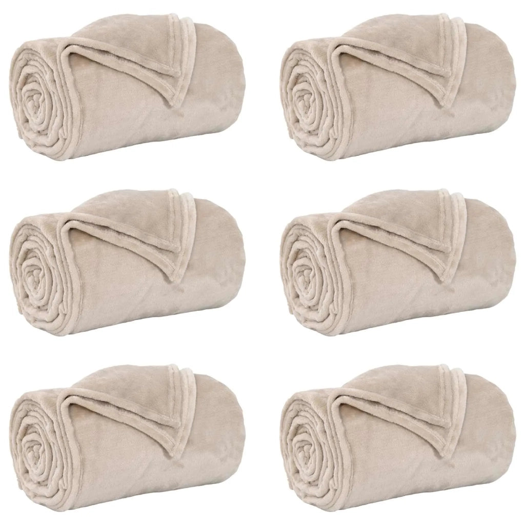 Coperte da Pile 6 pcs Beige 130 x 150 cm Panno