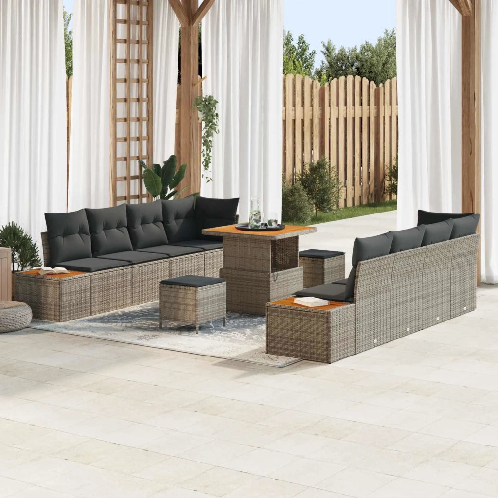 Set Divano da Giardino con cuscino 11 pcs Grigio 3363278