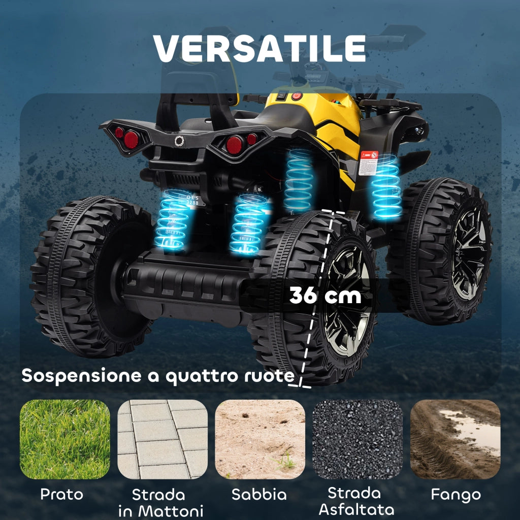Quad per Bambini Elettrico 12V con Fari e Batteria Ricaricabile, Et¨¤ 3-5 Anni, 100x65x73cm, Giallo