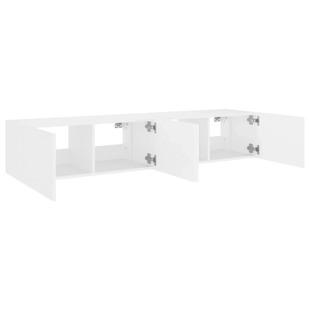 Mobile TV multimediale da parete mensola TV credenza mobile TV per sala da pranzo soggiorno camera da letto con luci LED 2 pezzi 80 x 35 x 31 cm bianco 02_0029117