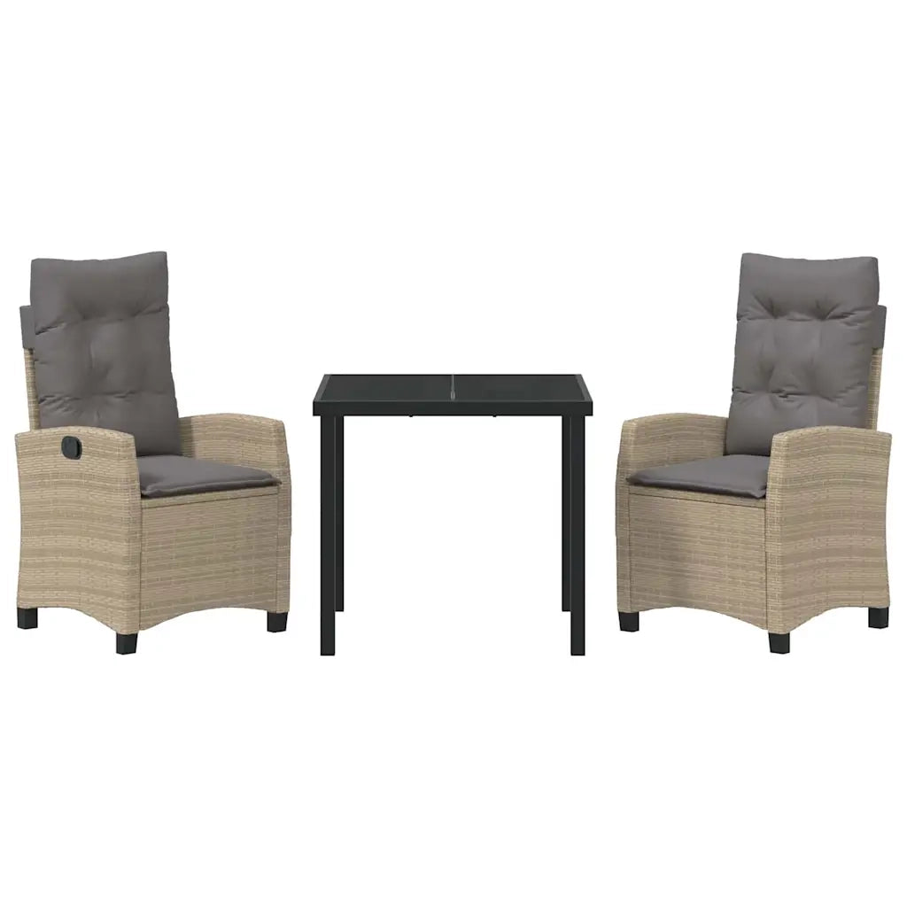 Set da Pranzo per Giardino con cuscino 3 pcs Beige polyrattan 3380400
