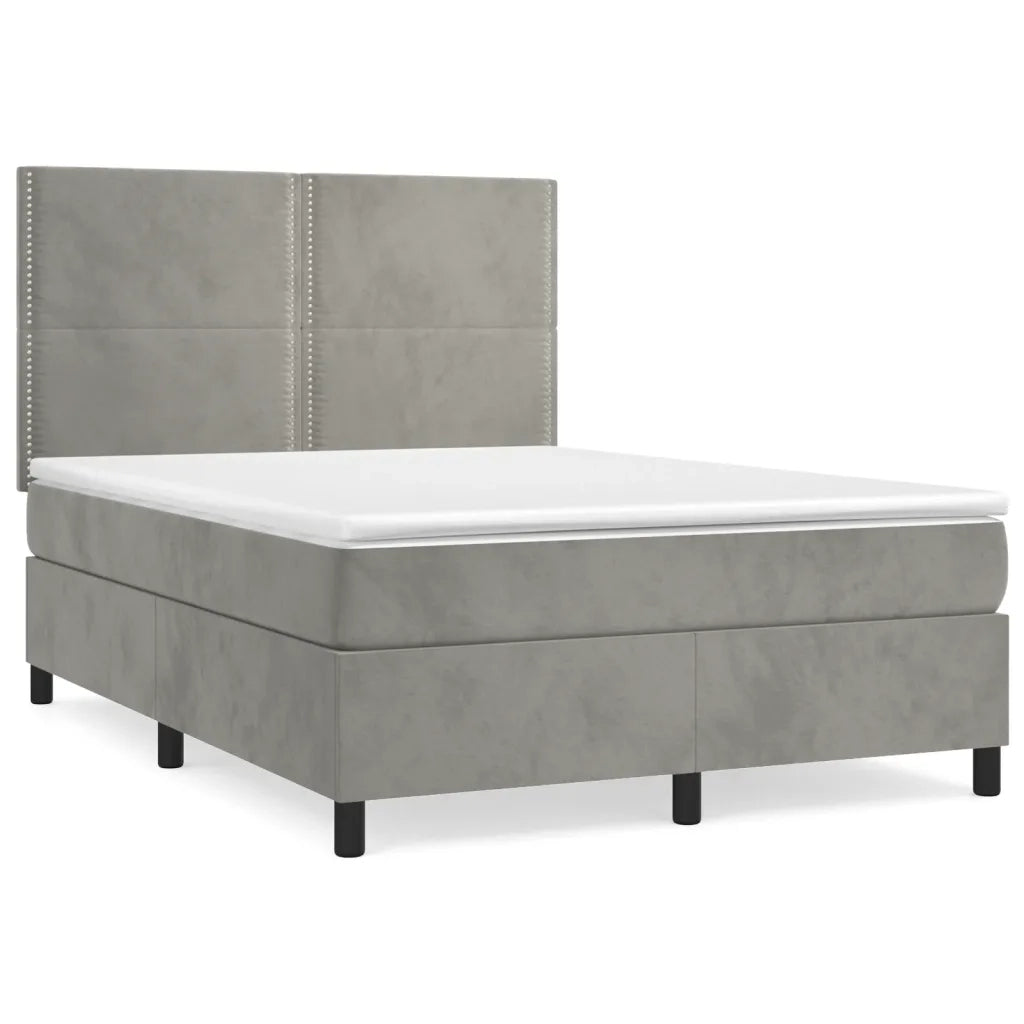 Giroletto a Molle con Materasso Grigio Chiaro 140x200cm Vellutocod mxl 75808
