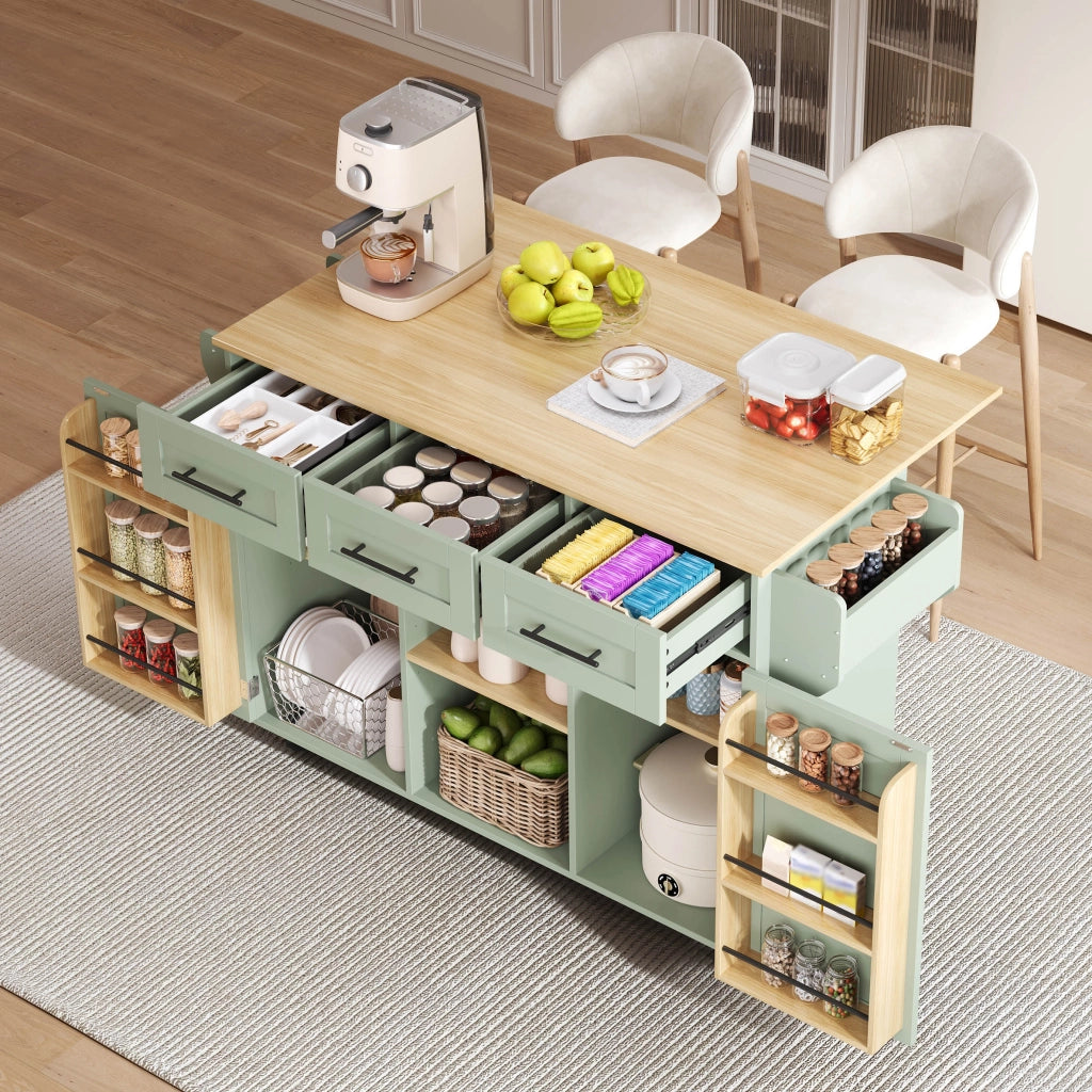 CARRELLO DA CUCINA 139x46(71)x91,5 cm Verde Antico in MDF