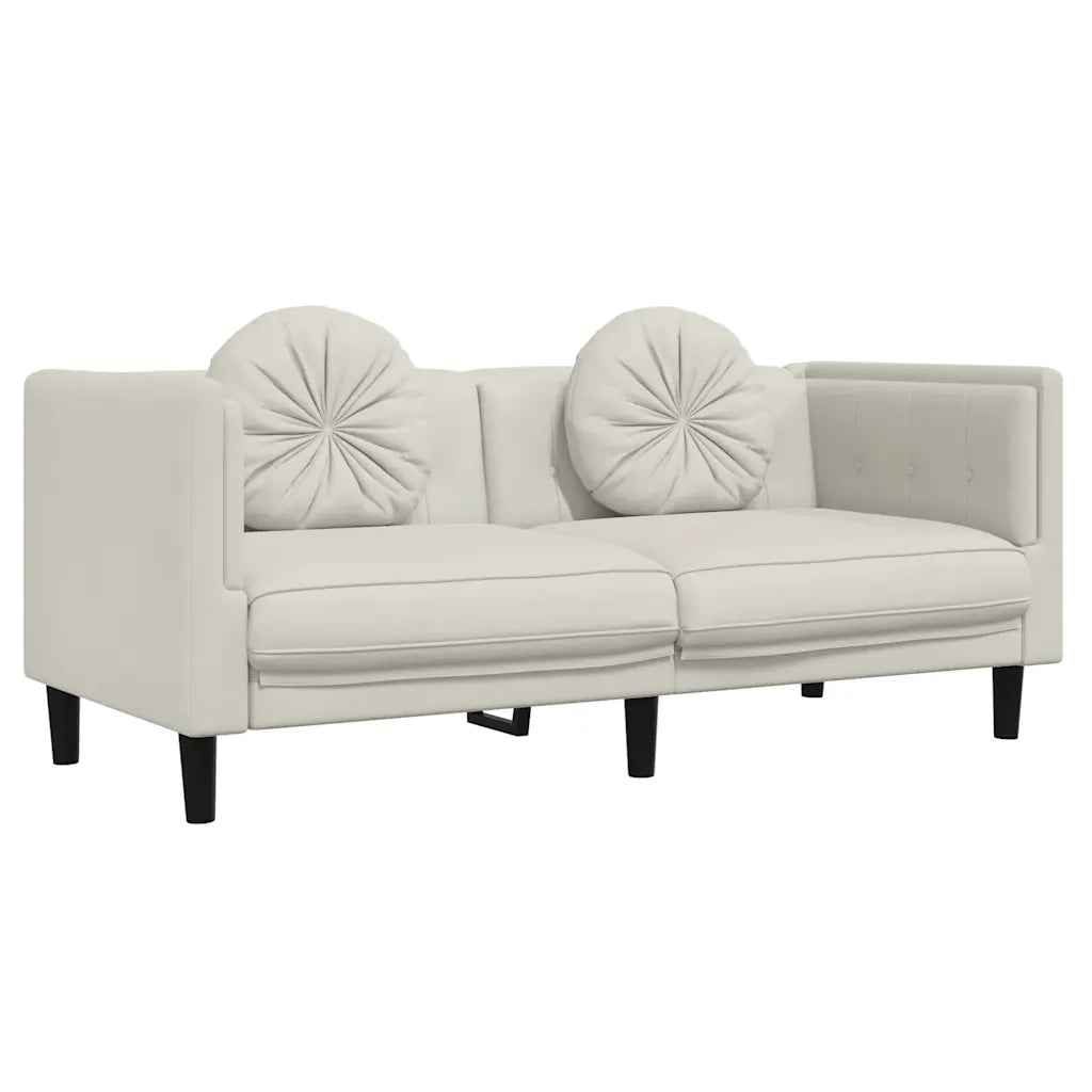 Divano a 2 Posti con Cuscini Crema in Vellutocod mxl 115383
