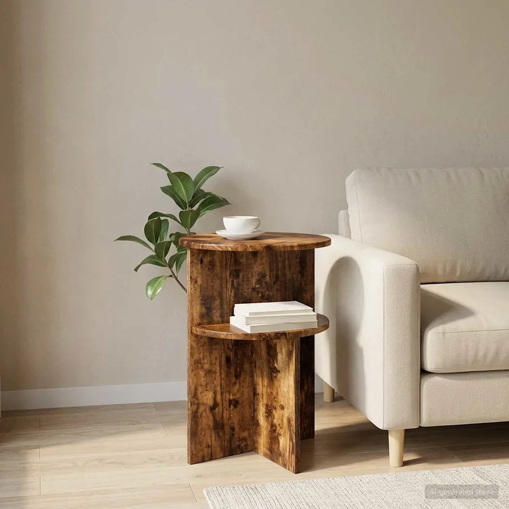 Tavolo laterale Rovere Fumo Ø 39,5 x 55 cm Legno ingegnerizzato 8001024