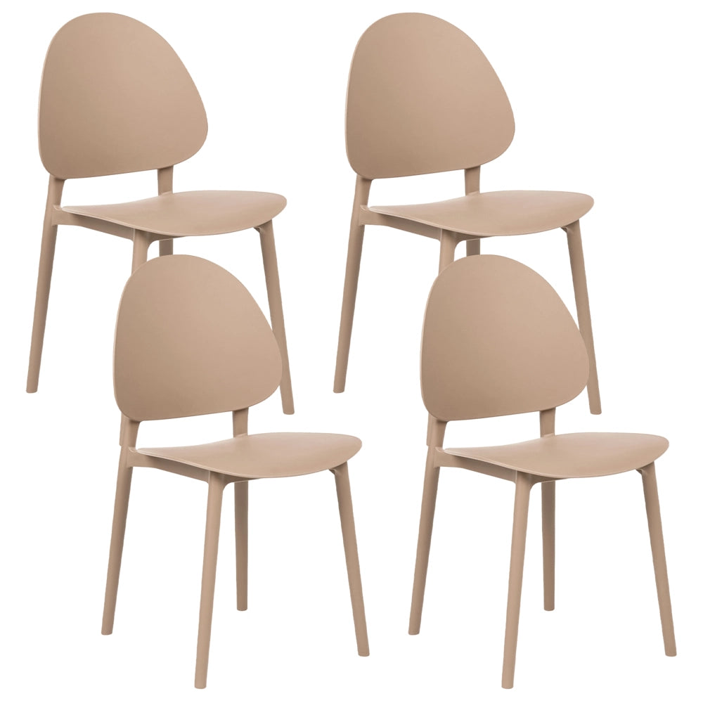 Set di 4 sedie da pranzo in plastica beige per interni ed esterni senza braccioli stile classico minimalista