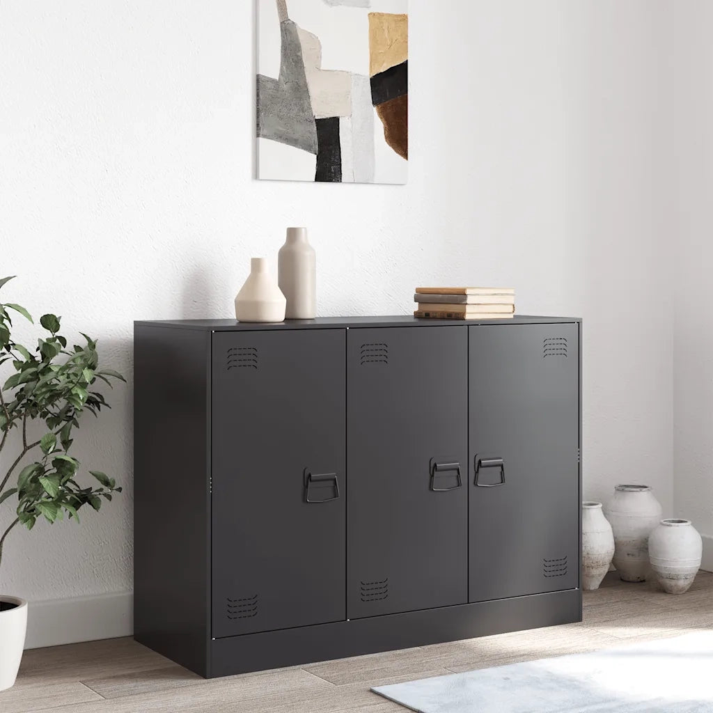 Credenza | Madia | Buffet da pranzo | Armadio da pranzo Nera 99x39x73 cm in Acciaio