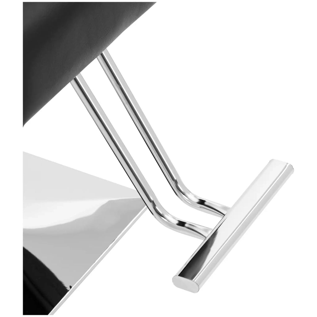 Poltrona da barbiere Carlisle con poggiapiedi altezza seduta 55 cm 150 kg acciaio inox nero compensato PU schiuma nera 14_0008960