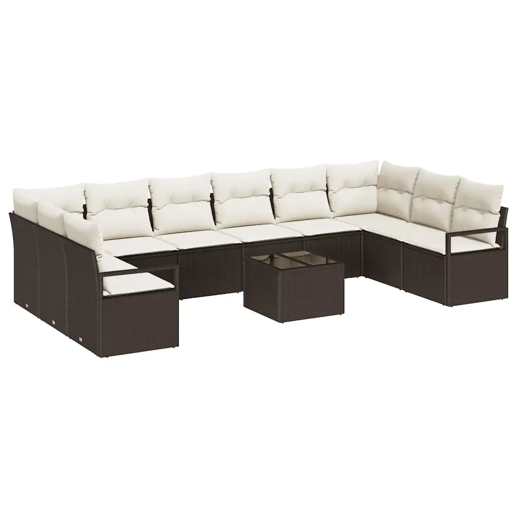 Set di divani con cuscino 11 pcs Marrone polyrattan 3346568