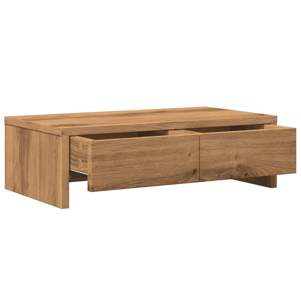 Supporto per monitor mobile da scrivania con cassetti legno ingegnerizzato lavorato a mano marrone 02_0044963