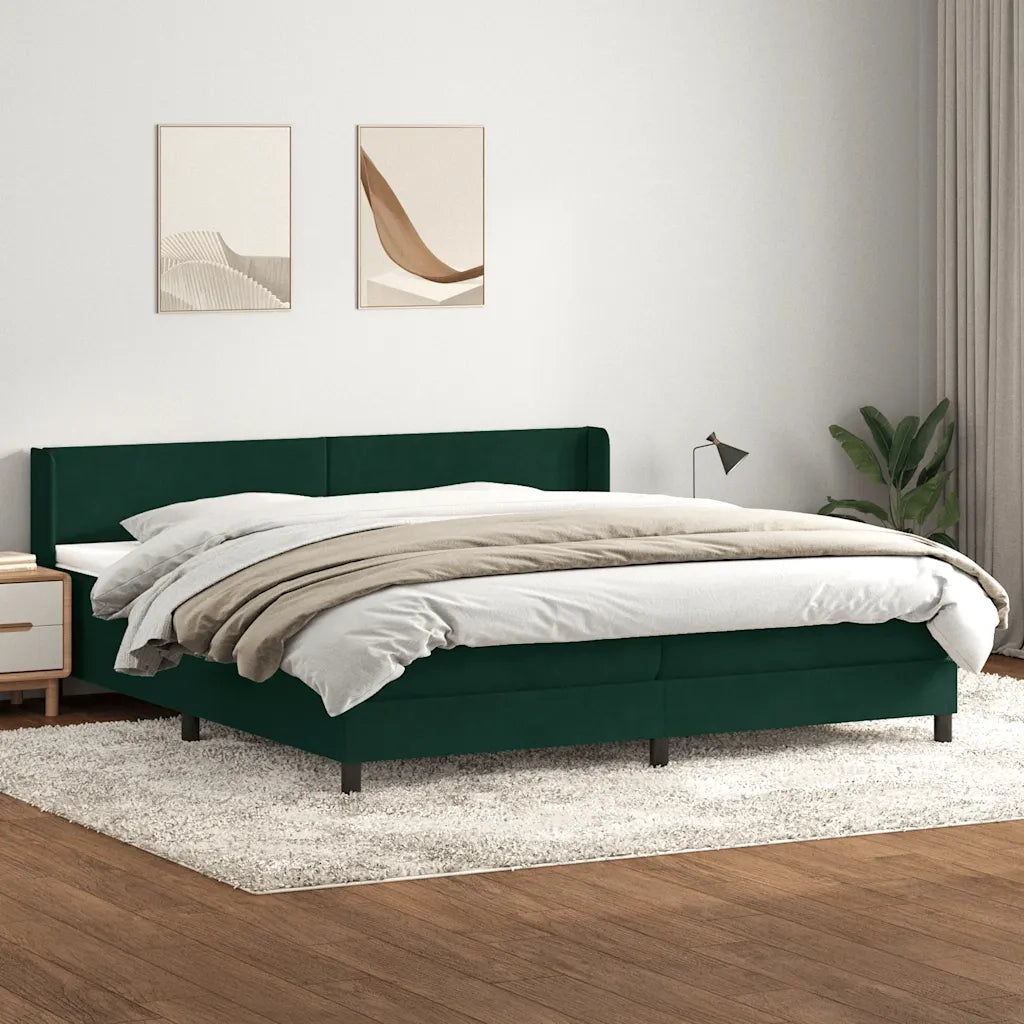 vidaXL Giroletto a Molle con Materasso Verde Scuro 180x220 cm Velluto
