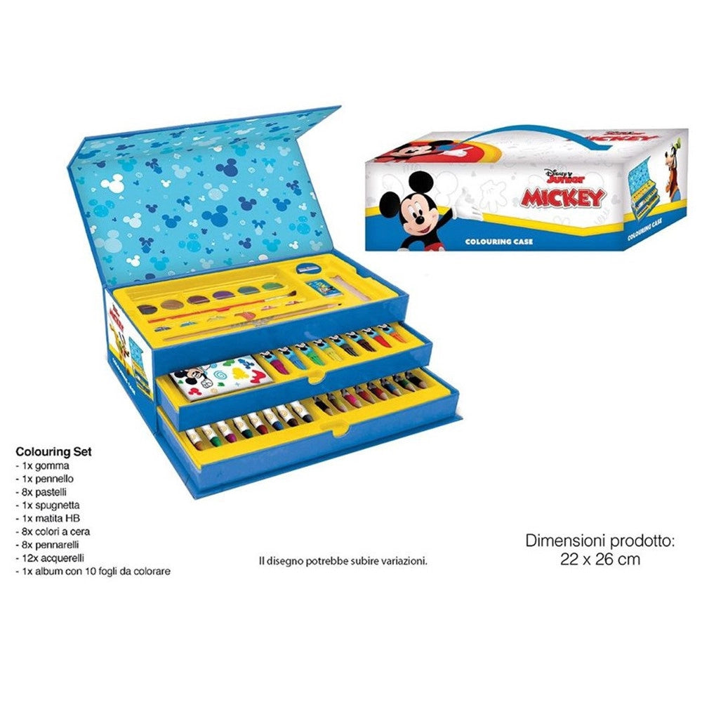 Trade Shop - Set Da Colorare Valigetta Con Colori Bambini Topolino Cassetti Kit Disegno Pittura 951731 -