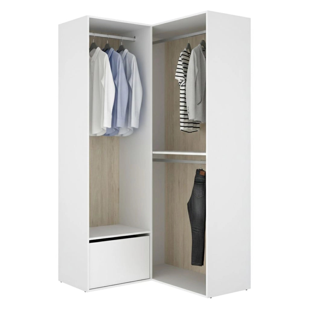 Armadio Camera da Letto Evansdale, Guardaroba Grande Modulabile, 105x205h cm Bianco