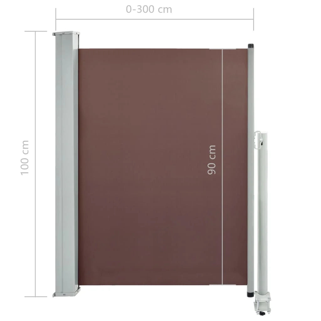 Tenda da sole laterale retrattile/schermo protettivo per patio giardino terrazza balcone 100 x 300 cm marrone 02_0007185
