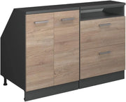 Set di mobili sottotetto Rion, Sonoma, 120 cm Set di 2 carcasse armadio profondità 60 cm, adatto per il salvaspazio sotto tetti spioventi
