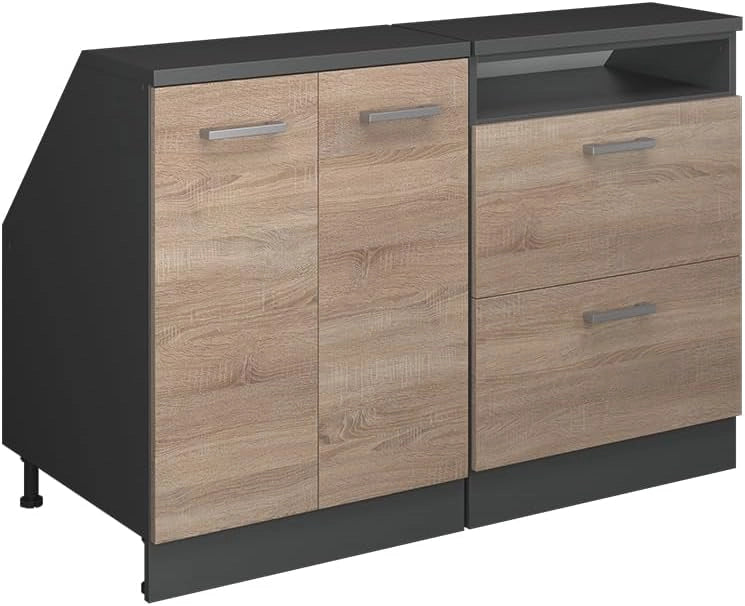 Set di mobili sottotetto Rion, Sonoma, 120 cm Set di 2 carcasse armadio profondità 60 cm, adatto per il salvaspazio sotto tetti spioventi