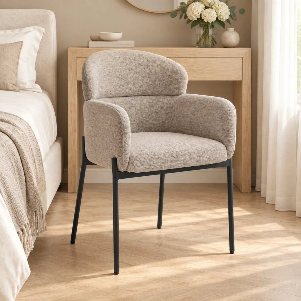Poltrona con braccioli ergonomica in poliestere marrone chiaro