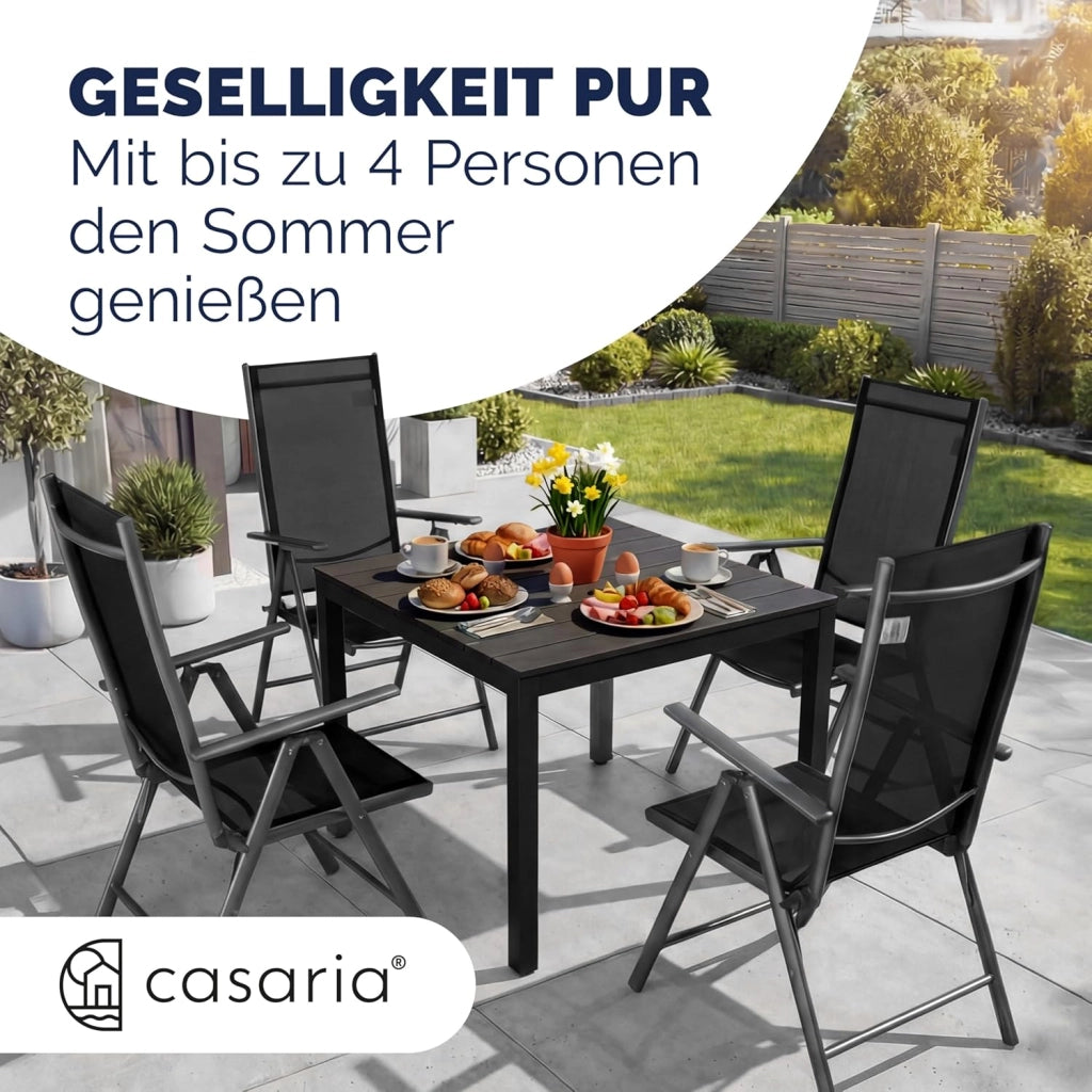 Tavolo e Sedie da Giardino Alluminio 4 +1 Tavolo WPC 80x80 cm Mobili Esterno Grigio