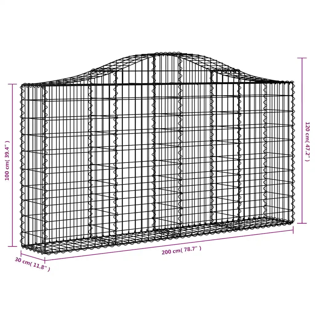 Cesti Gabbioni ad Arco 12 pz 200x30x100/120 cm Ferro Zincato 3145440