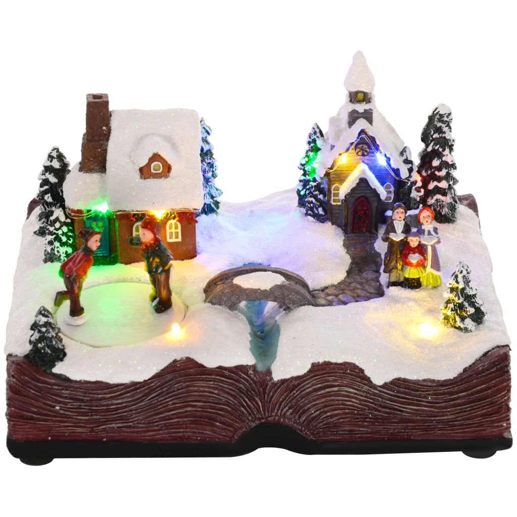 Decorazione Natalizia Pueblo con Luci e Musica ¨C Zephmum ¨C 23x18x15 cm Multicolor