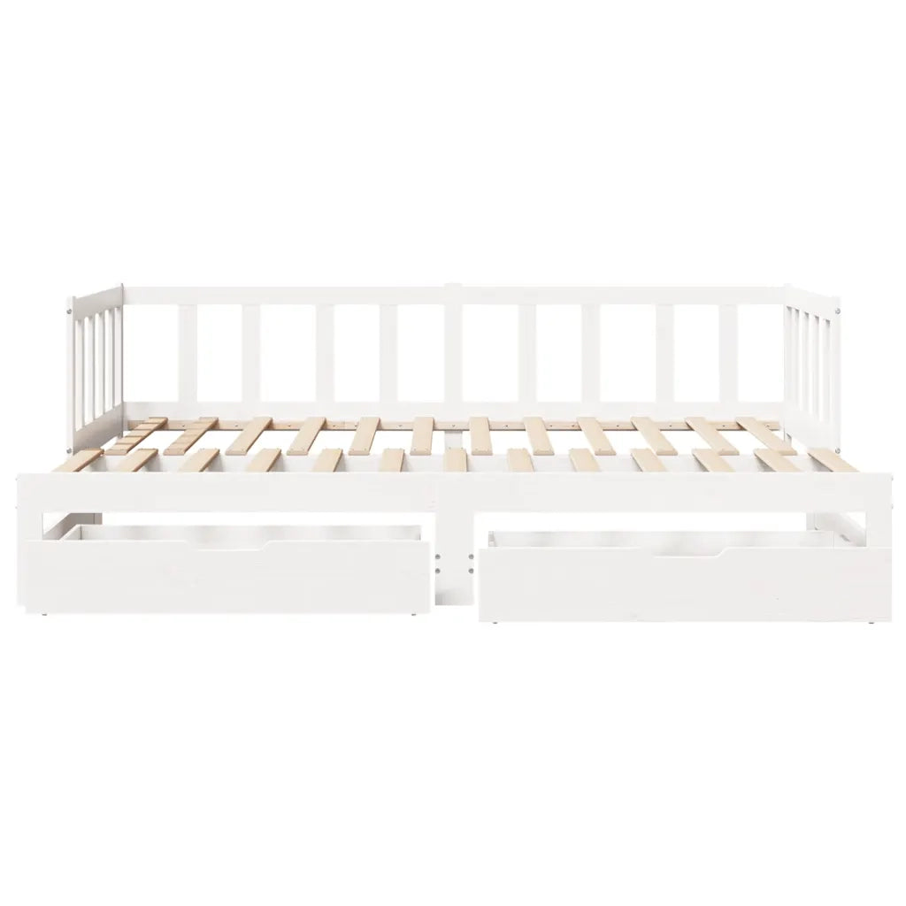 Letto Estraibile con Cassetti senza Materasso Bianco 90x190 cm