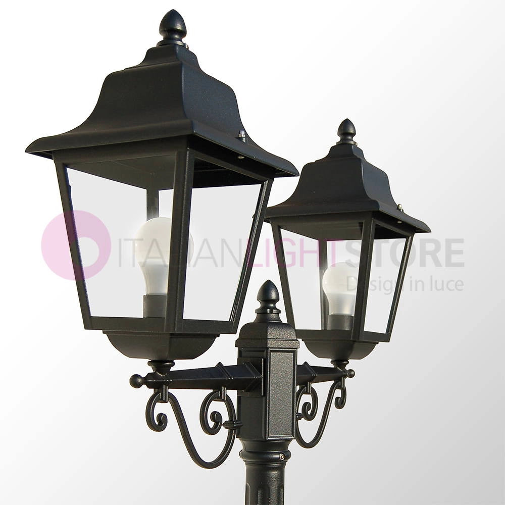 ARYEL Lampione h.218 a 2 luci per Esterno Lanterne Classiche Quadrate
