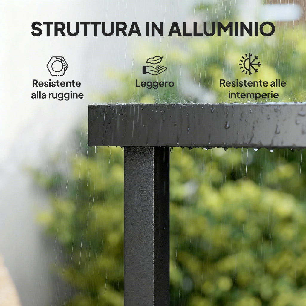 Tavolo da pranzo per giardino ¨C zephmum ¨C alluminio e plastica, nero, 8 persone