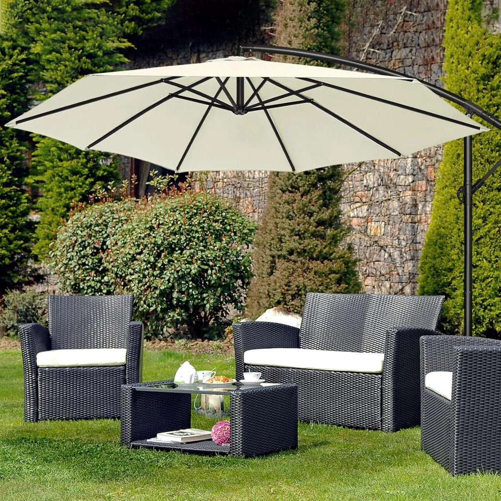 Ombrellone parasole con manovella, in alluminio, ombrellone da giardino, balcone, con supporto, protezione dai raggi UV, terrazza, giardino, spiaggia