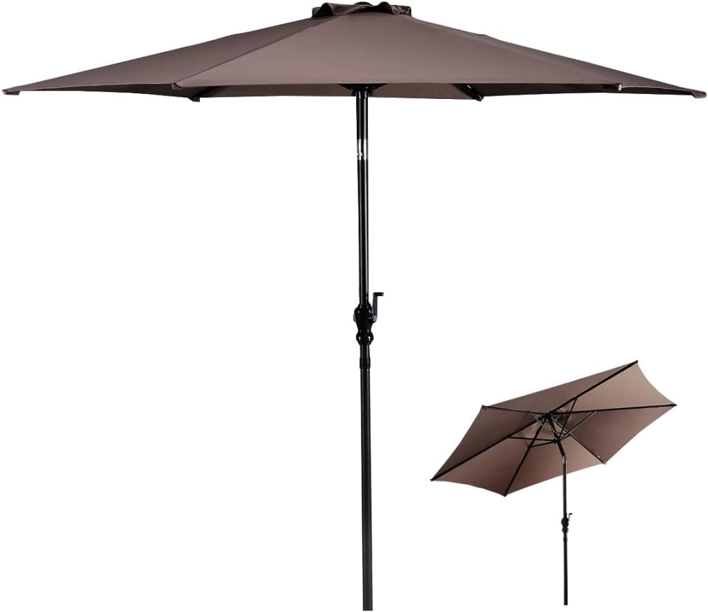 Ombrellone da Giardino 3x3 m con Manovella e 6 Aste Anti UV, Ombrellone Parasole da Esterno Inclinabile per Terrazza, Balcone, Patio, Mercato, Spiaggia, senza Base, Altezza 235cm