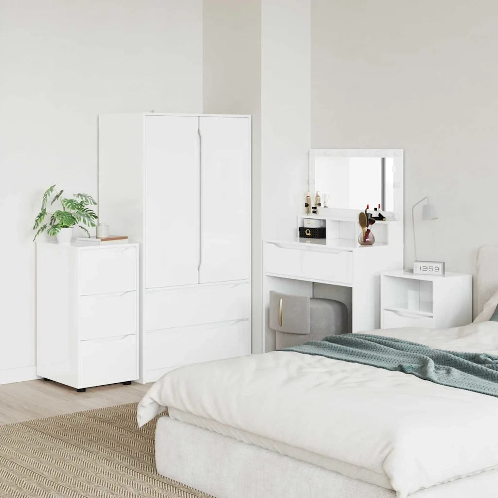 Armadio Bianco Lucido 40 x 48 x 81 cm Legno multistrato