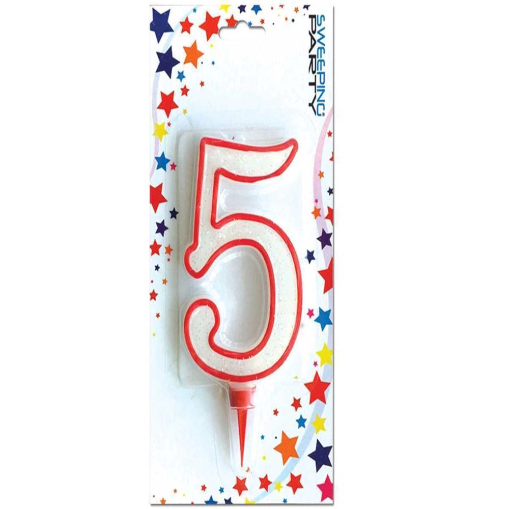 Trade Shop - Candela Gigante Glitter Numero 5 Compleanno Candelina Festa Animazione Party -
