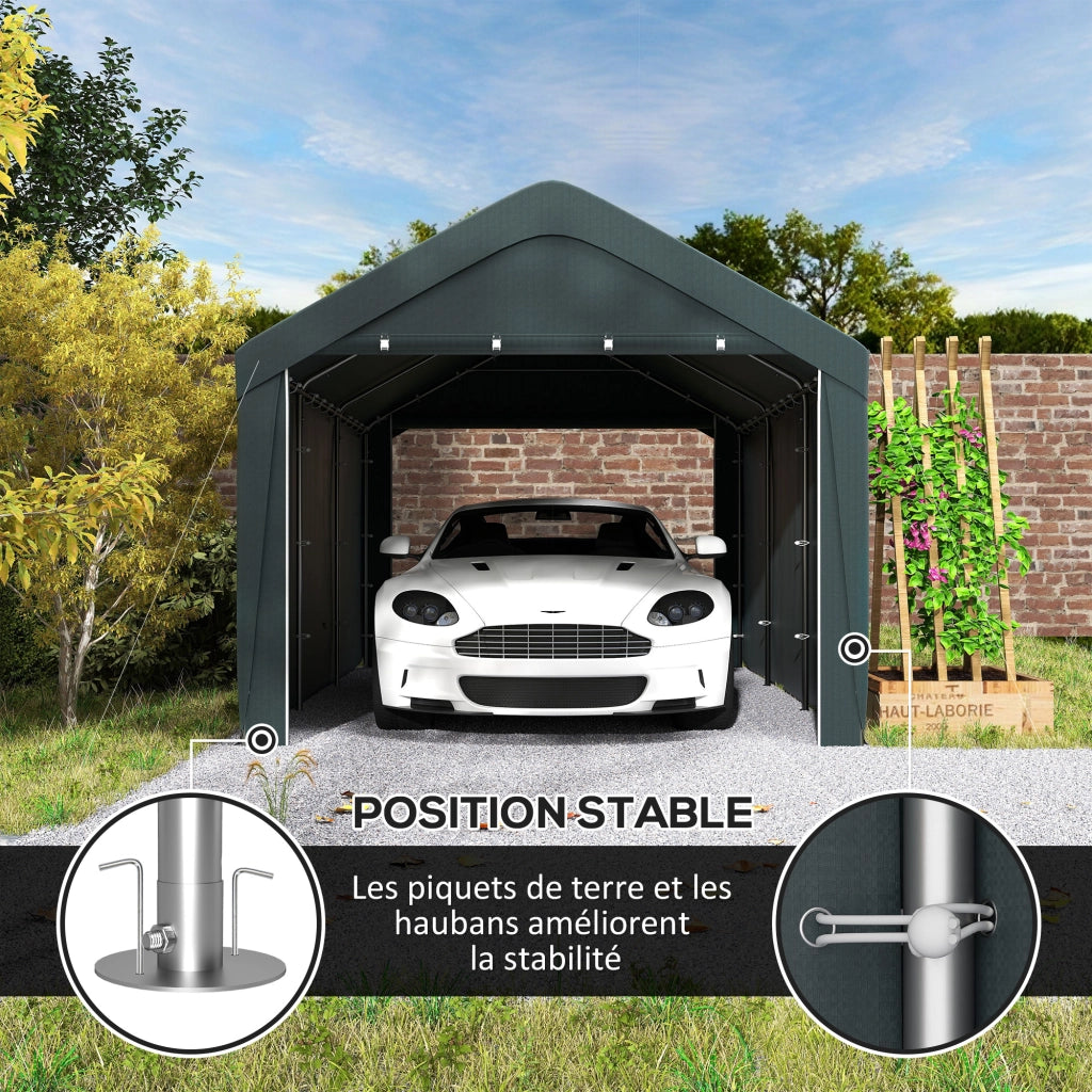 Tenda Garage 3x6 m ¨C Zephmum ¨C Grigio, Paroi Laterali Amovibili, 2 Porte Zip