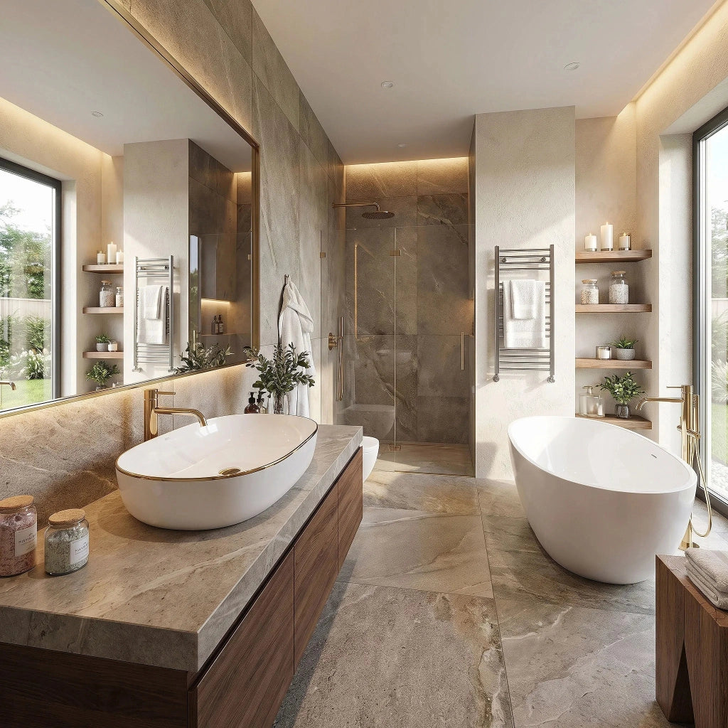 Lavabo Da Appoggio In Ceramica Rea Cleo White Gold Edge