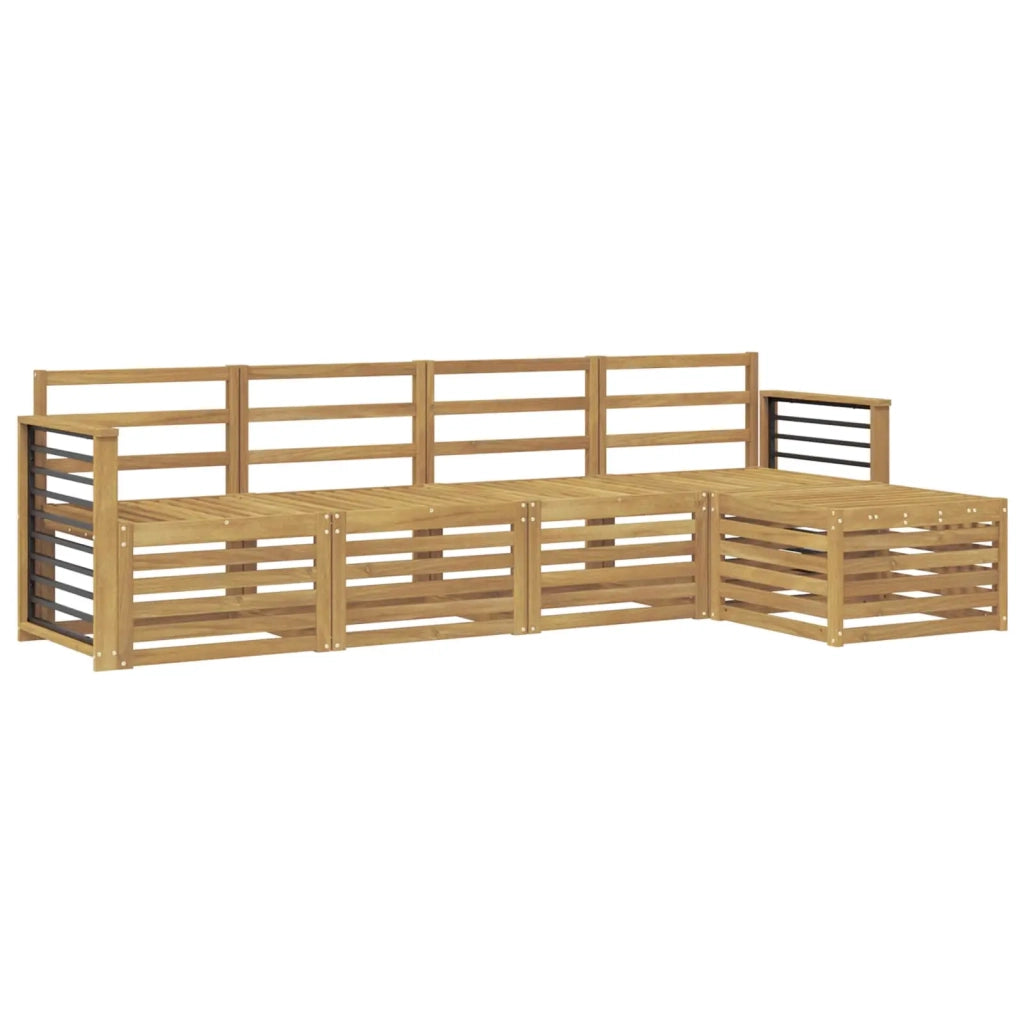 Set di divani da esterno 5 pcs Bianco Legno di Acacia Massello