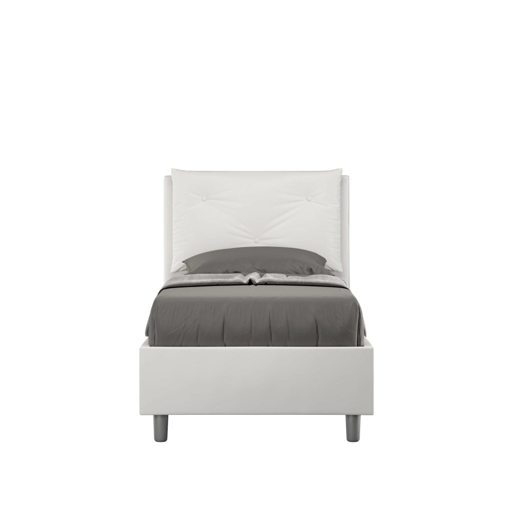 Letto singolo senza rete imbottito 80x200 similpelle tortora Appia