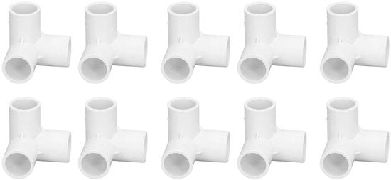 Connettore angolare 90 gradi - 3 vie - con vite a piastrella - materiale PVC - facile da collegare - set da 10 pezzi - finitura lucida - connettore a vite per tubi
