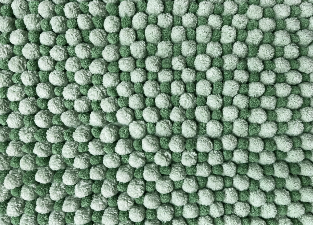 Tappeto Bagno Doccia Antiscivolo In Ciniglia Super Assorbente Modello Dots - Parure 3 Pezzi - Salvia