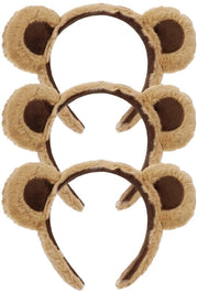Set di cappelli per animali da Halloween - 3 pezzi - orecchie di orso - cappello - accessori per animali - morbido plaid e poliestere - cintura per la testa