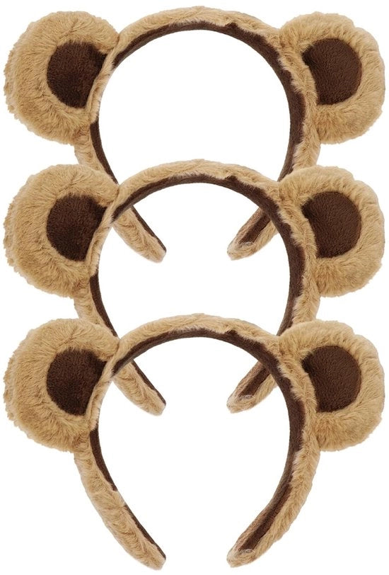 Set di cappelli per animali da Halloween - 3 pezzi - orecchie di orso - cappello - accessori per animali - morbido plaid e poliestere - cintura per la testa
