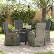 Set da Pranzo per Giardino con cuscino 5 pcs Grigio polyrattan