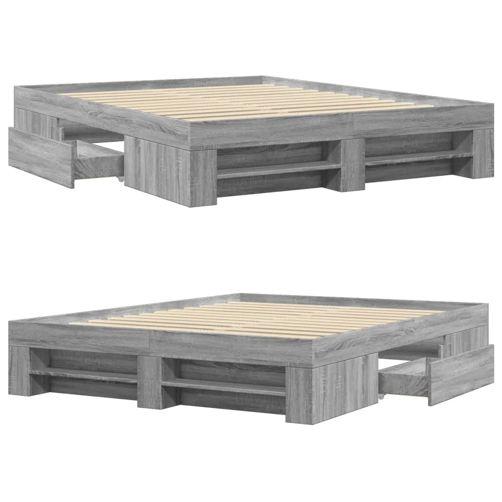 Letto matrimoniale | Letto per adulti | Giroletto Grigio Sonoma 150x200 cm in Legno Multistrato