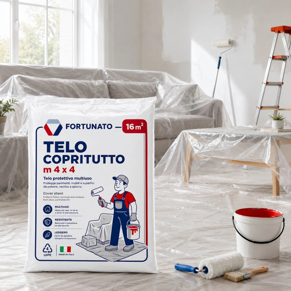 Fortunato telo copritutto trasparente multiuso 4x4 metri *** quantità pezzi 6, confezione 1